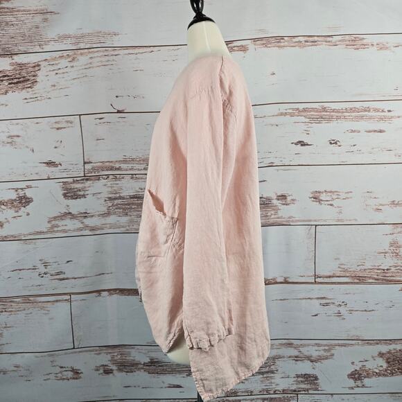 Saga Italy 100% Linen Top Pink Size Large - Picture 2 of 7